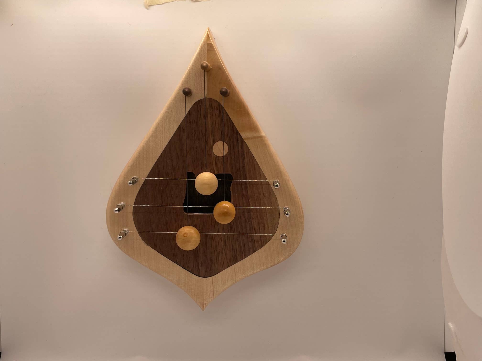 Door Harp Walnut border with Maple inlay - Spiral Circle