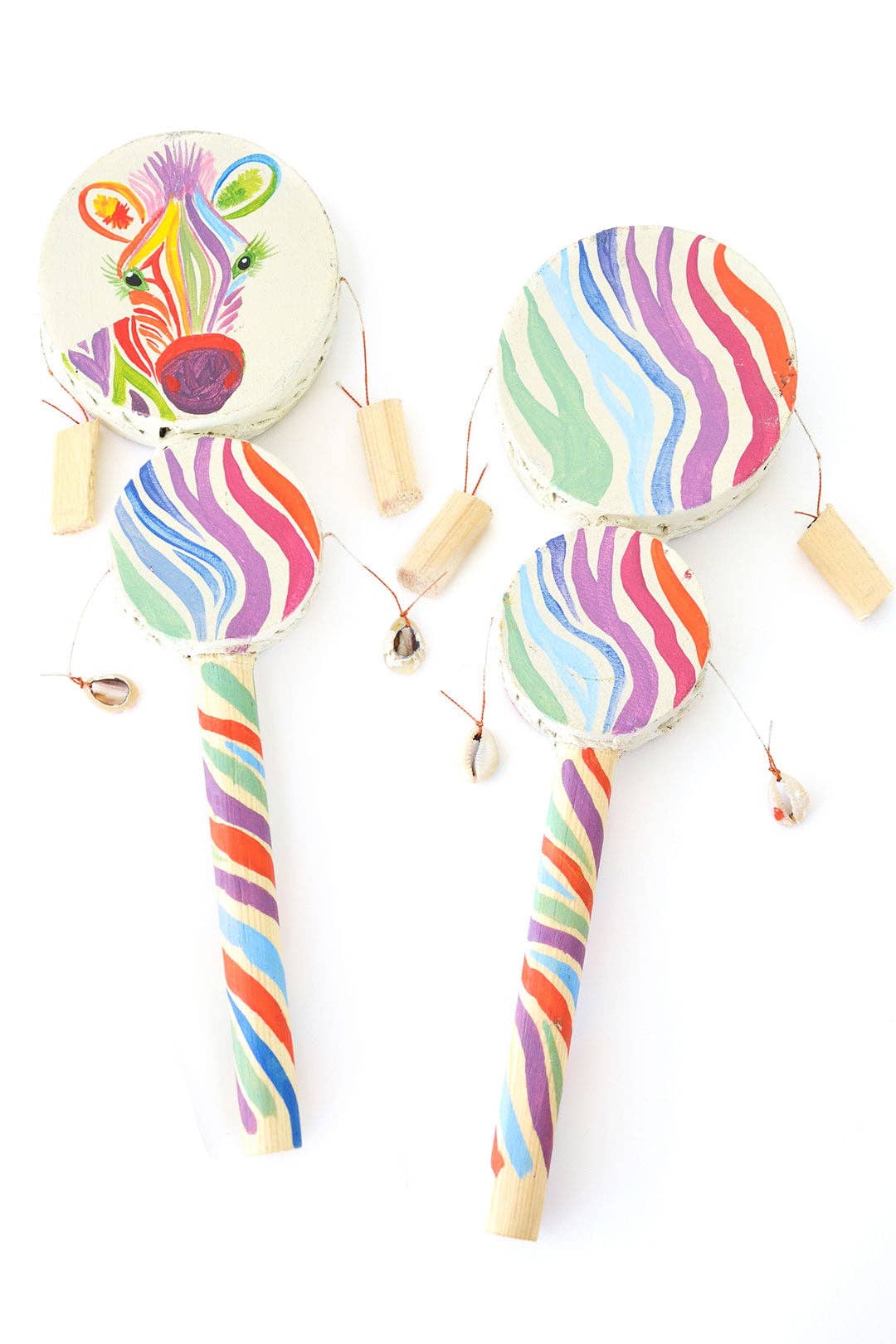 Double Reversible Rainbow Zebra Spin Drum - Spiral Circle