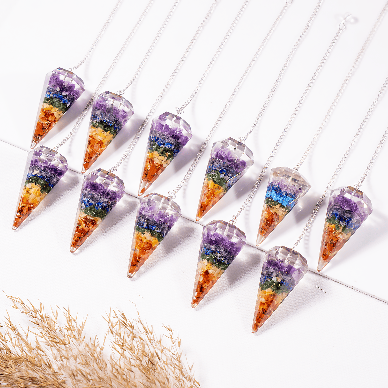 Dowsing Pendulum | 7 Chakra Orgone | Crystal Pendulum - Spiral Circle