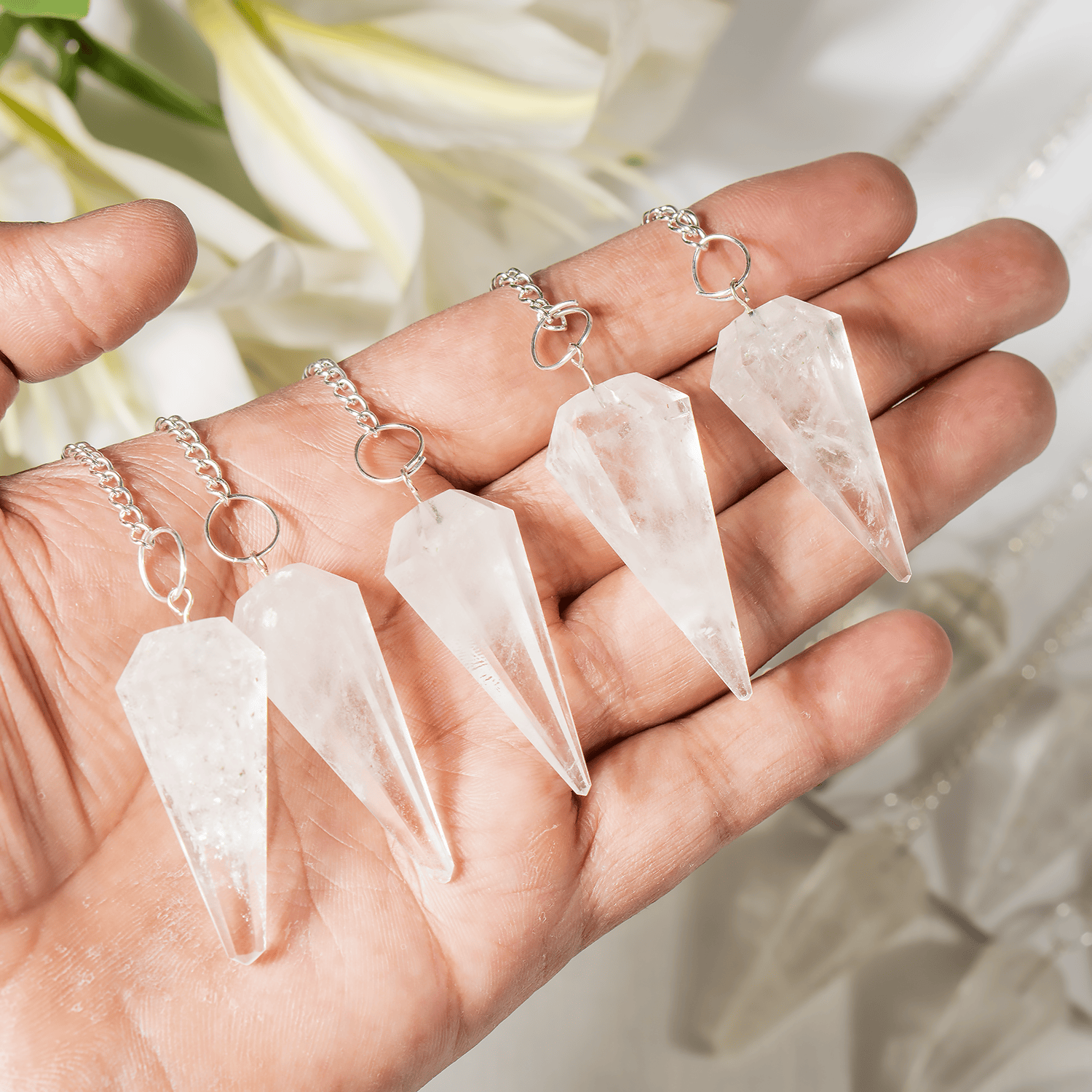Dowsing Pendulum | Crystal Quartz | Faceted & Reiki Pendulum - Spiral Circle
