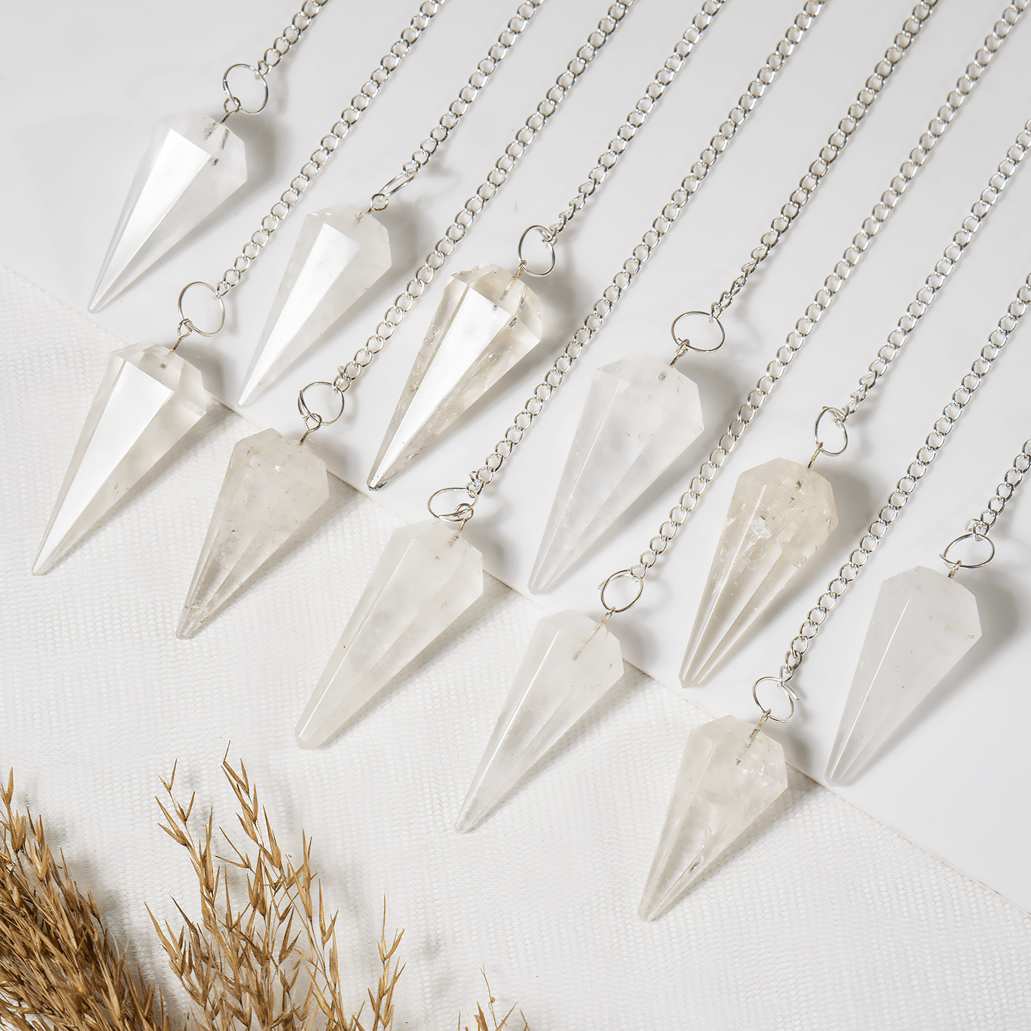 Dowsing Pendulum | Crystal Quartz | Faceted & Reiki Pendulum - Spiral Circle