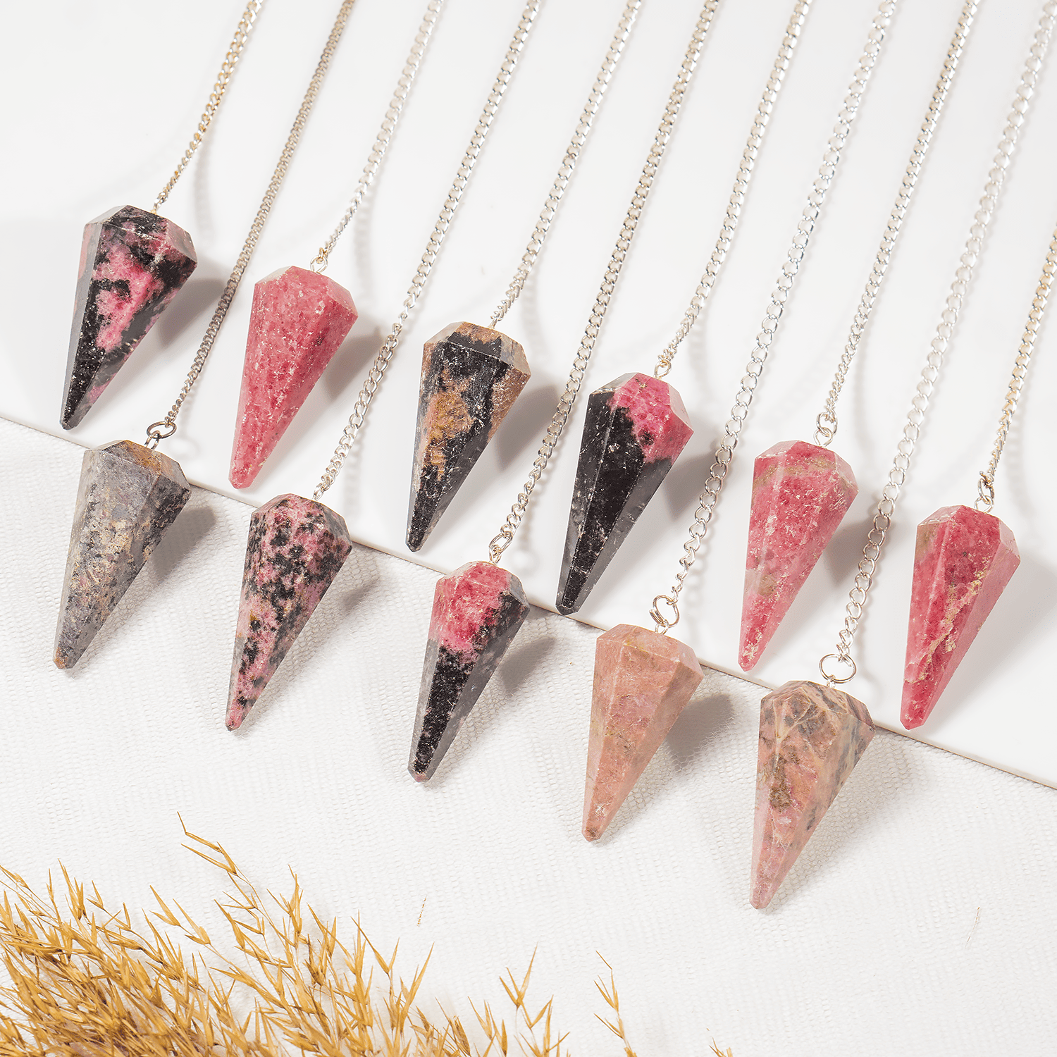 Dowsing Pendulum | Rhodonite Crystal Pendulum | Reiki Tool - Spiral Circle