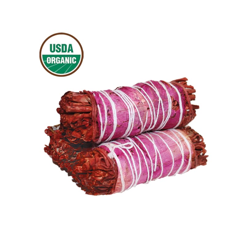 Dragon Blood Sage with Pink Rose 4" Smudge Stick - Spiral Circle