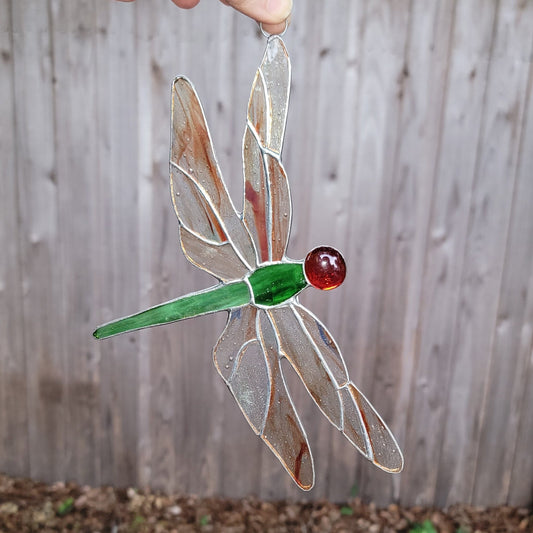 Dragonfly Stained Glass | 8" - Spiral Circle
