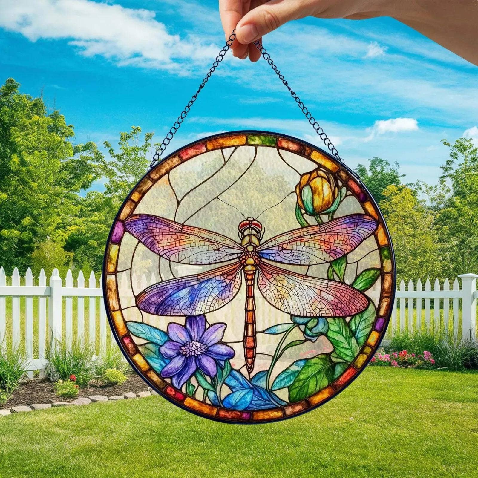 Dragonfly Stained Glass, Dragonfly Suncatcher, Spring Decor - Spiral Circle
