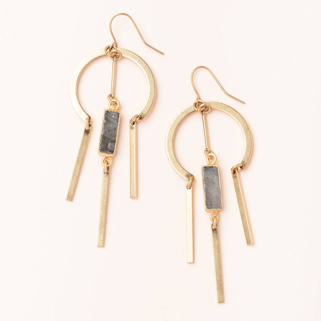 Dream Stone Earring - Labradorite/Gold - Spiral Circle