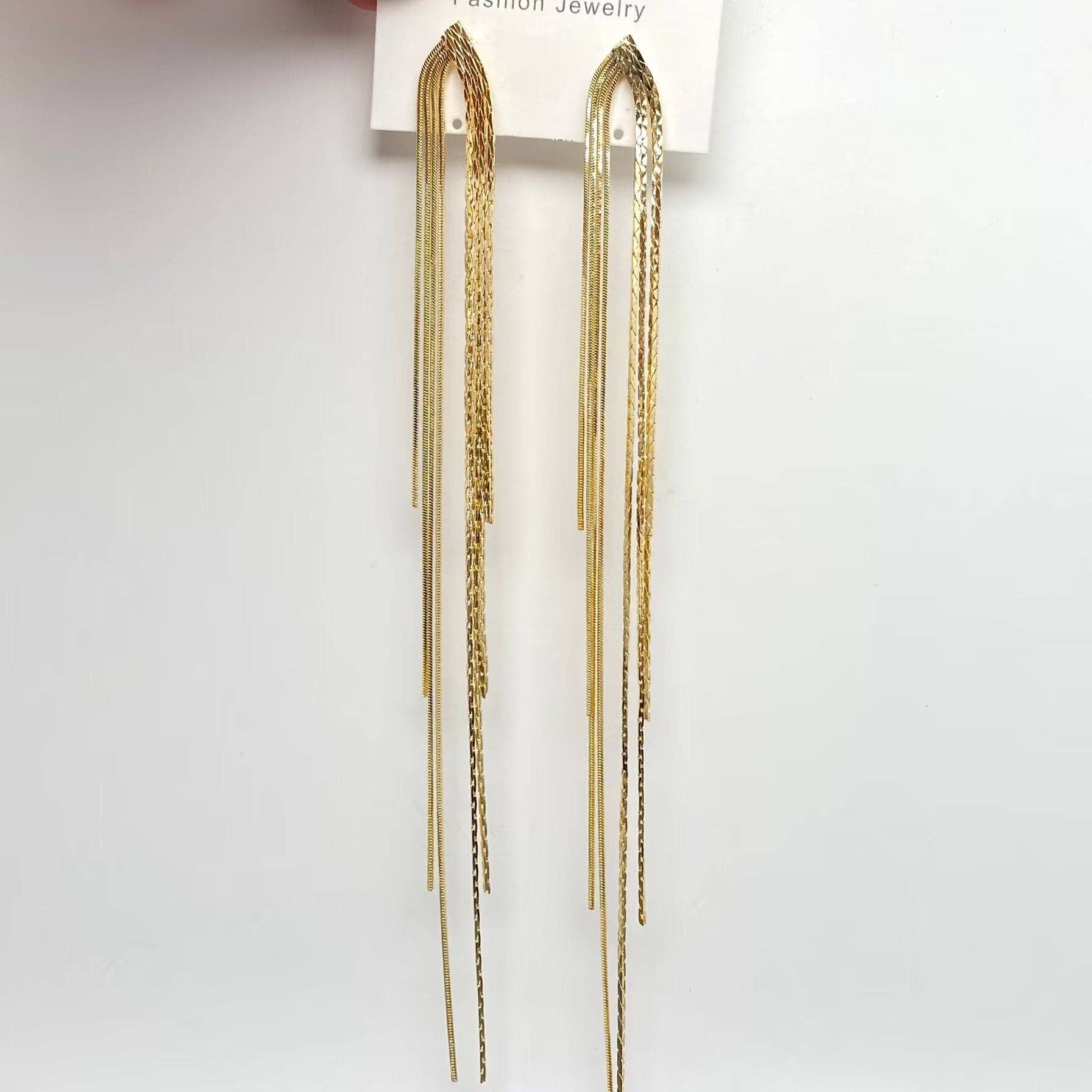 Dual Style Long Chain Tassel Earrings - Spiral Circle