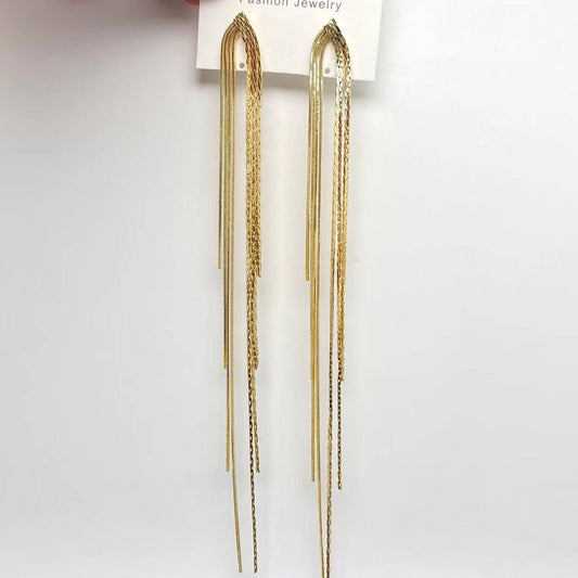 Dual Style Long Chain Tassel Earrings - Spiral Circle