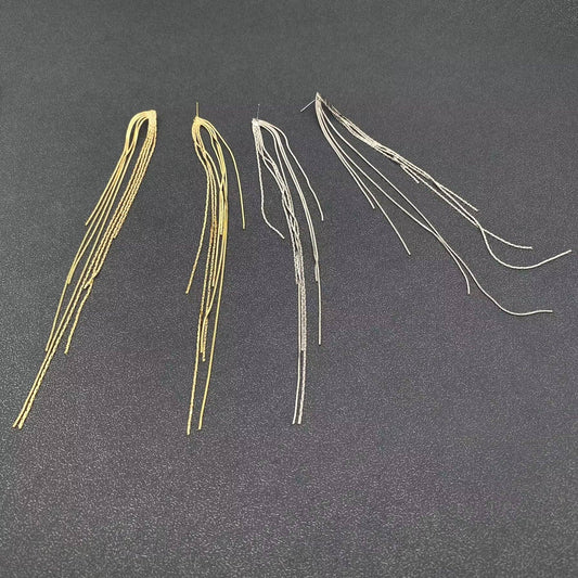 Dual Style Long Chain Tassel Earrings - Spiral Circle