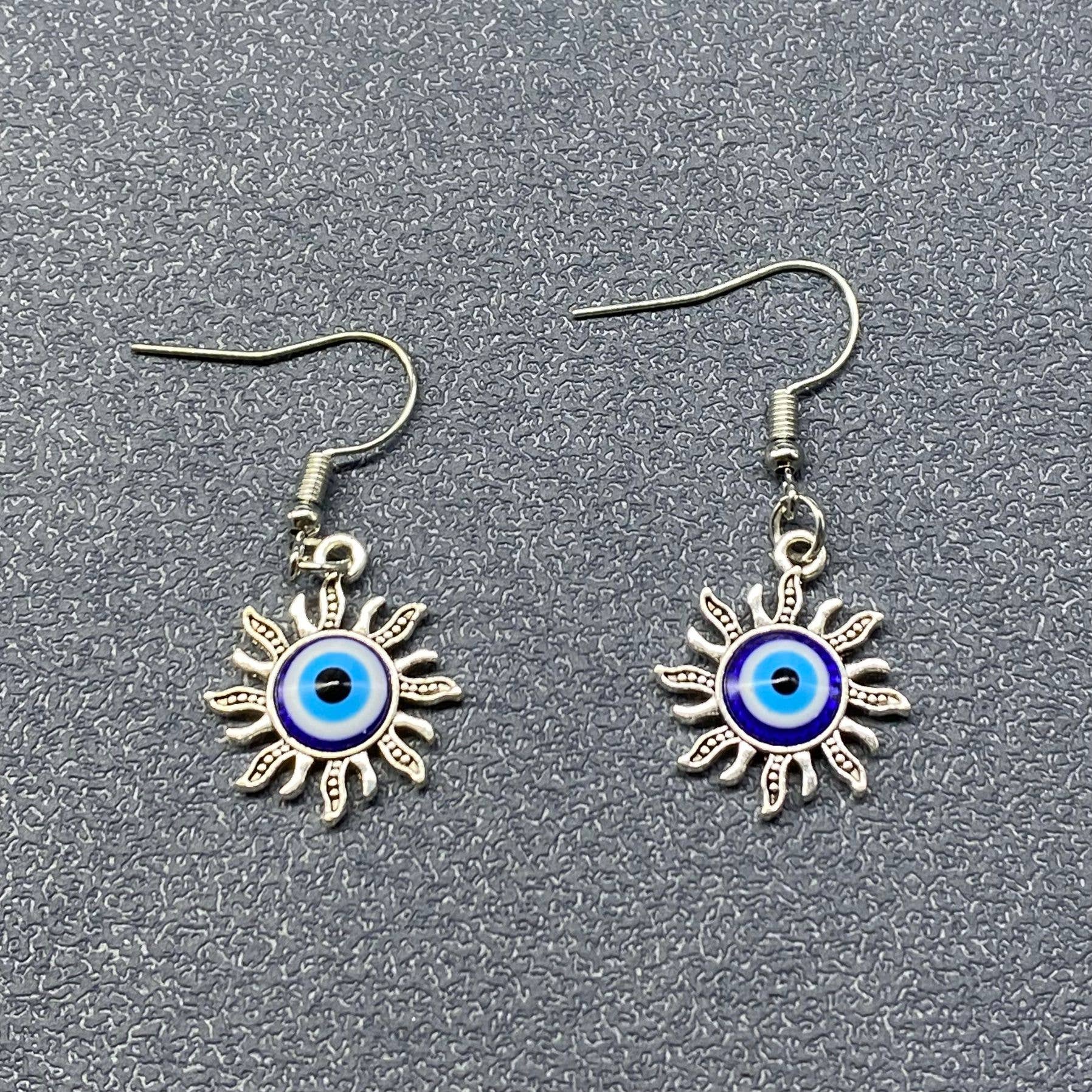 Evil Eye Sun Dangle Earrings