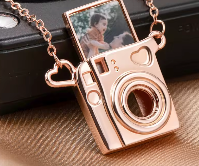 Polaroid Camera 14K Gold Steel Necklace