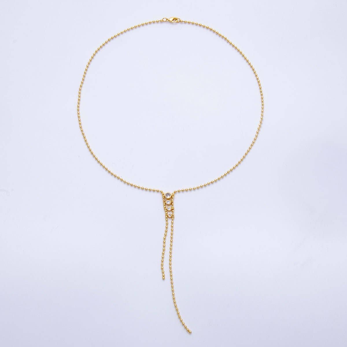 18K Gold Ball 18" ILariat Necklace