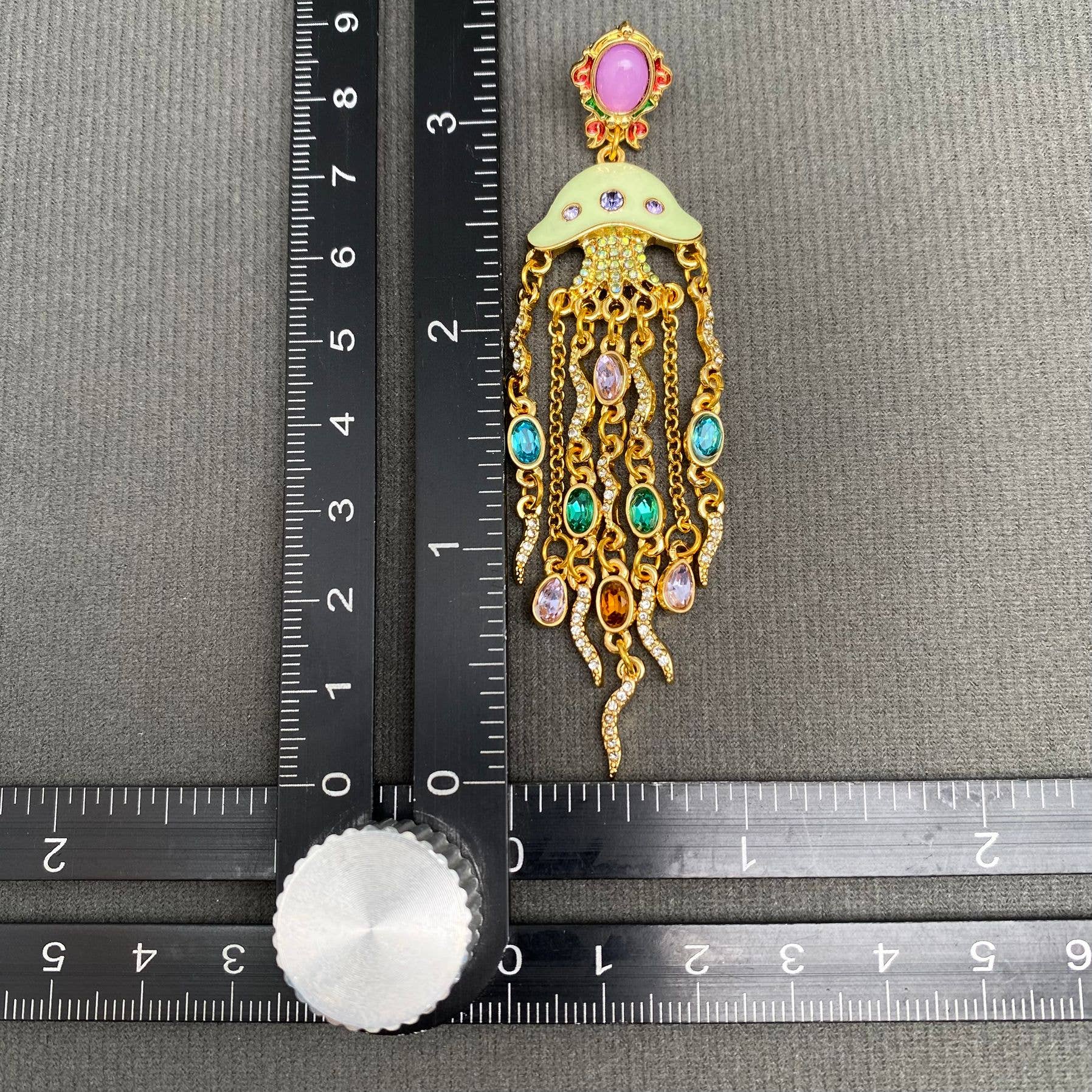 Vintage Style Zircon Inlaid Jellyfish Enamel Earrings