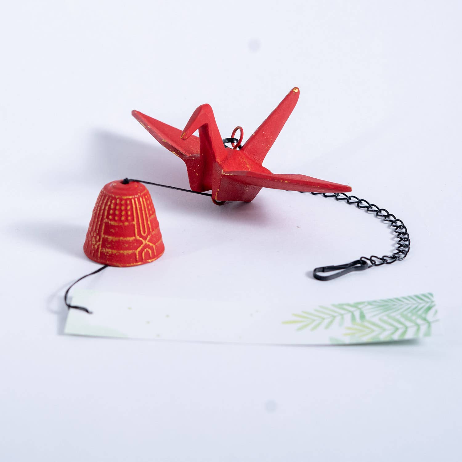 Origami Crane Furin Bell Windchime Red (1/16)