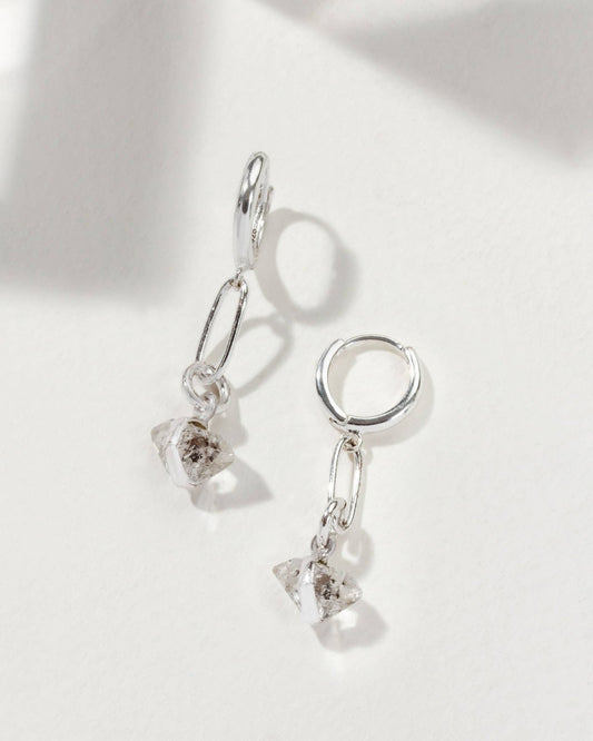 East Coast Herkimer Quartz Earrings - Silver - Spiral Circle