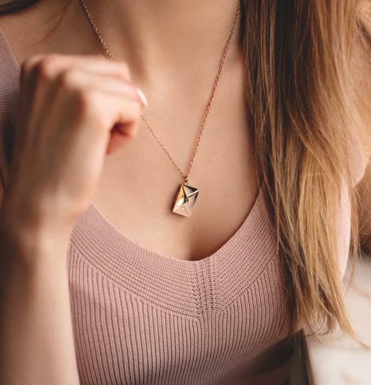 Love Letter Steel Envelope and Letter Necklace