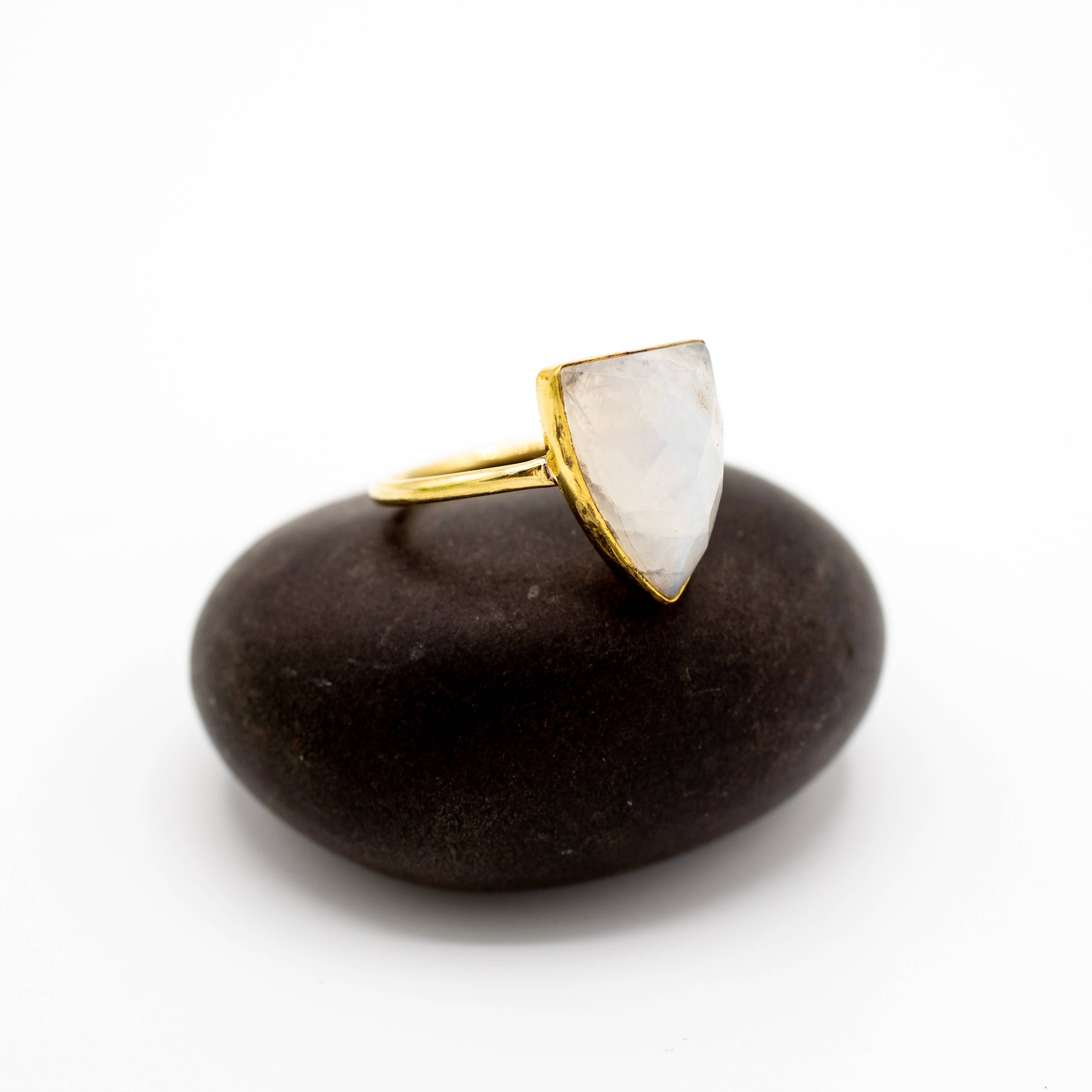 Brass Moonstone Point Ring