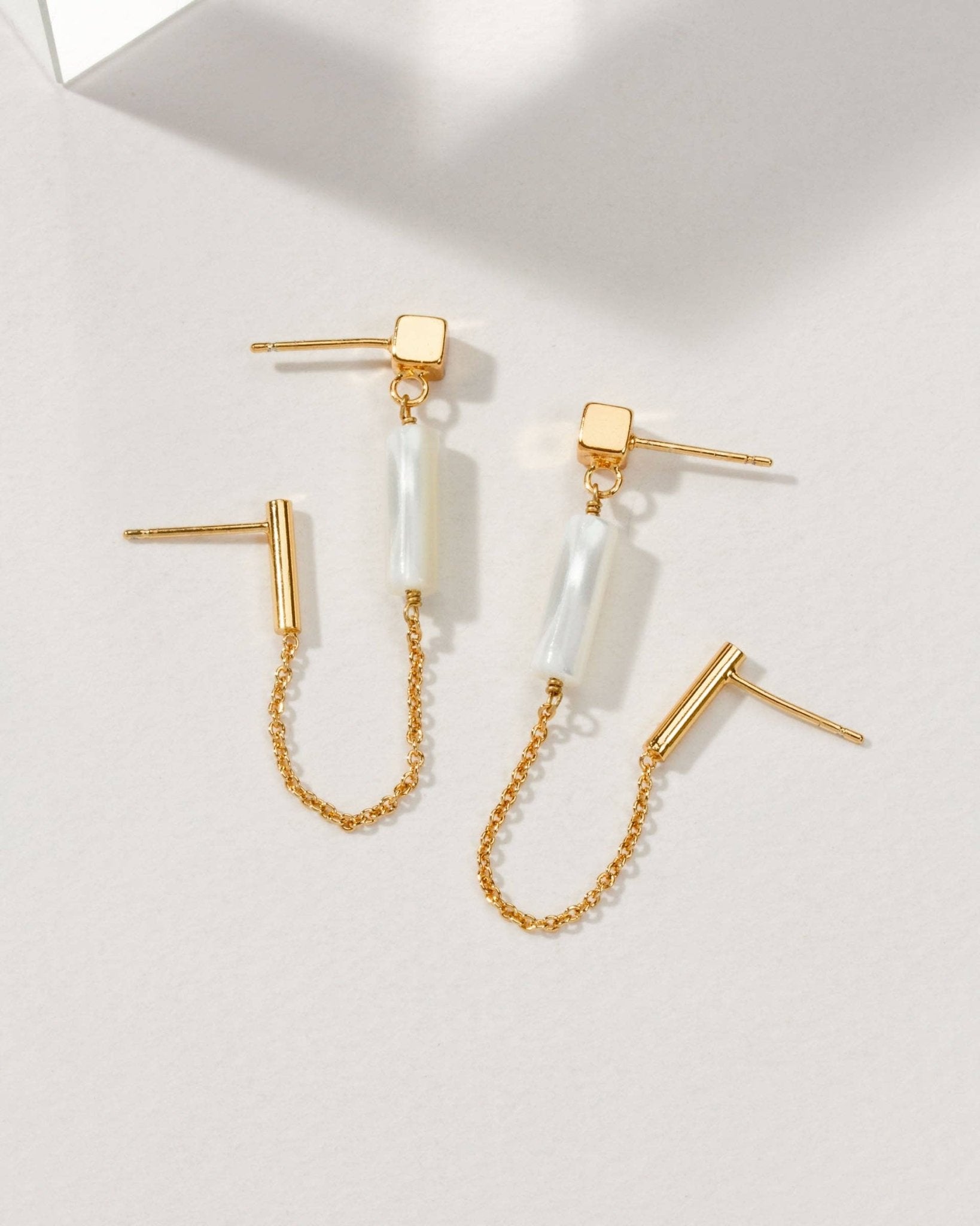 Effortless Double Pierced Earrings - Mother of Pearl - Spiral Circle