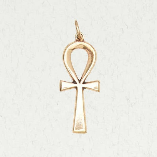 Egyptian Bronze Pendant Necklace - Ankh - Spiral Circle