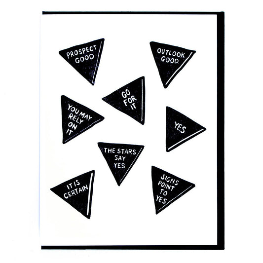 Eight Ball Predictions Card - Spiral Circle