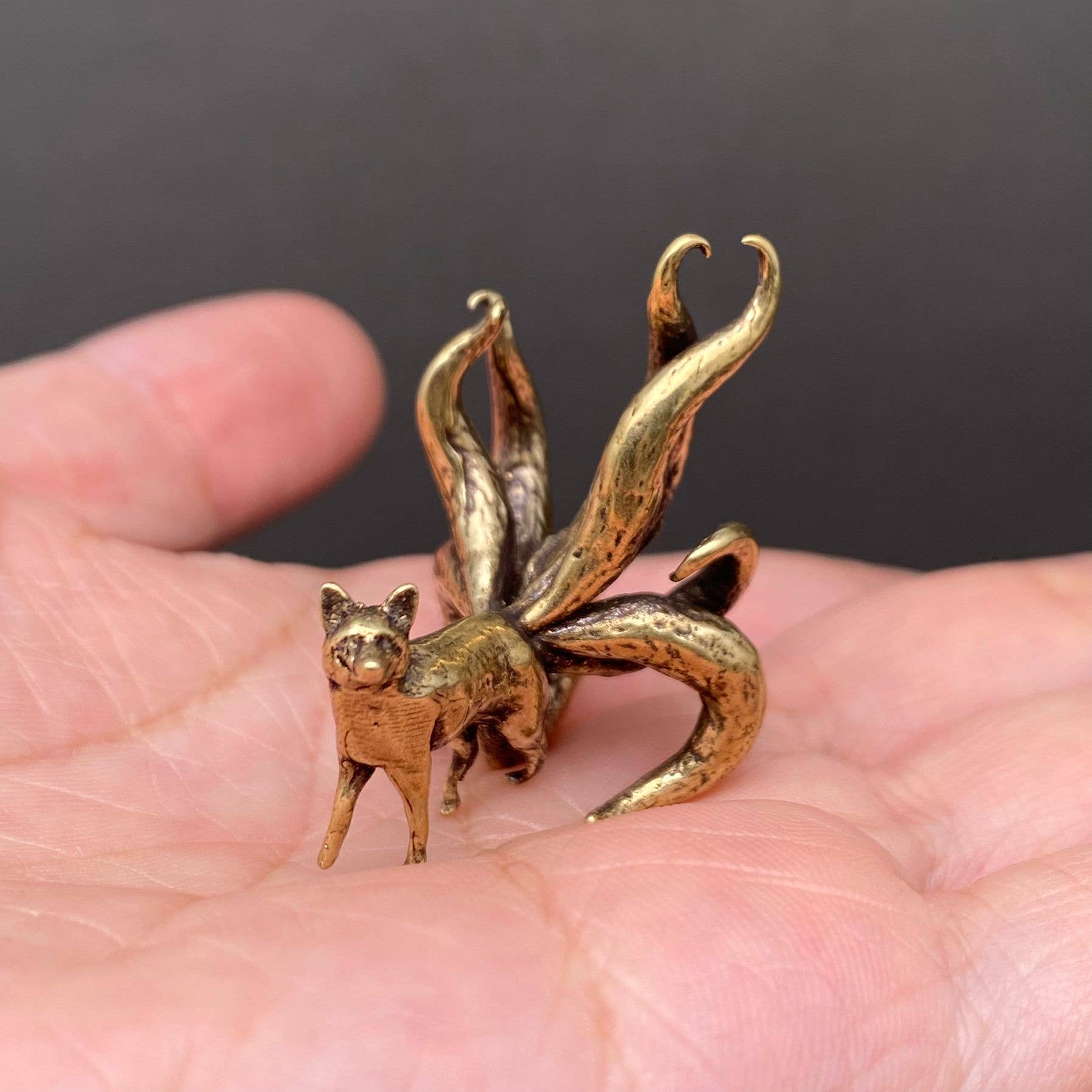 Eight Tailed Fox | Brass Figurine - Spiral Circle