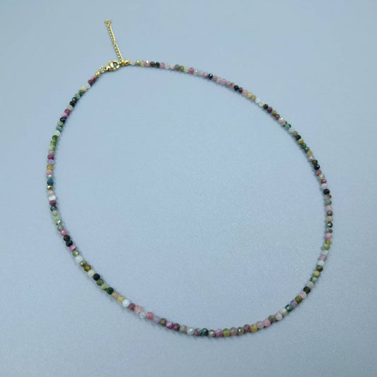 Elegant Gemstone Faceted Bead Necklace - Spiral Circle