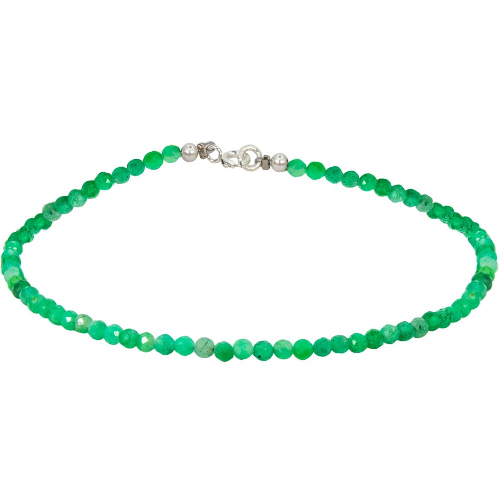 Emerald 2MM Faceted Bracelet | Sterling Silver Clasp - Spiral Circle