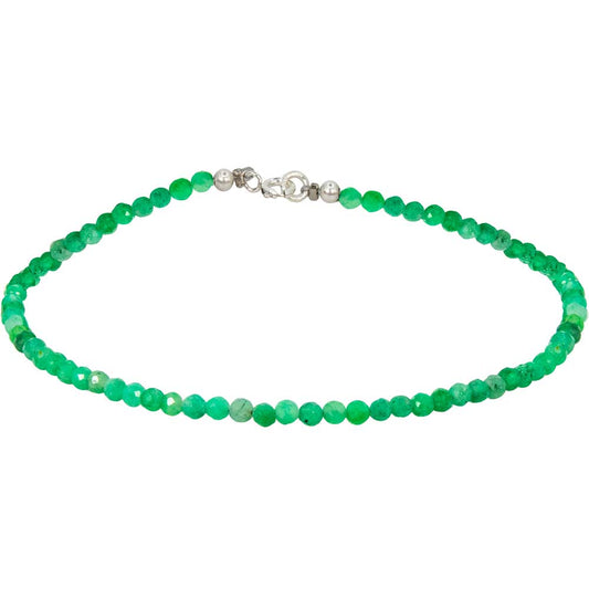 Emerald 2MM Faceted Bracelet | Sterling Silver Clasp - Spiral Circle