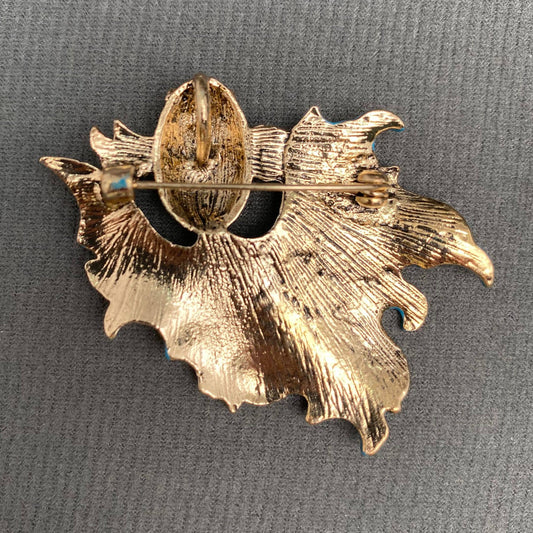 Enamel Blue Goldfish Brooch - Spiral Circle