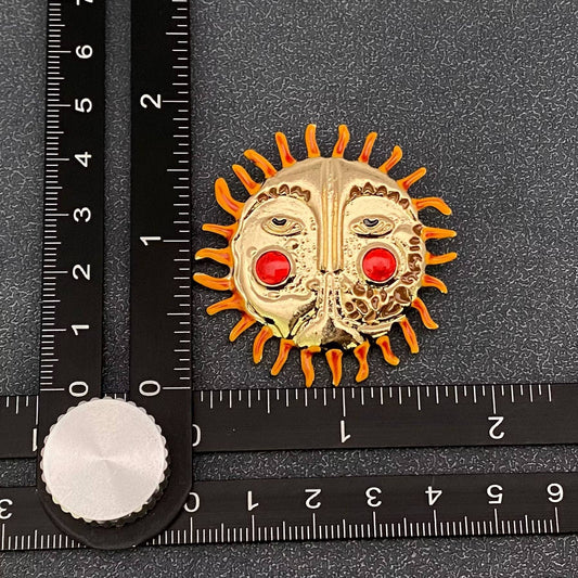 Enamel Funny Sun Brooch - Spiral Circle