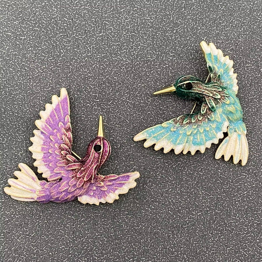 Enamel Hummingbird Brooch - Spiral Circle