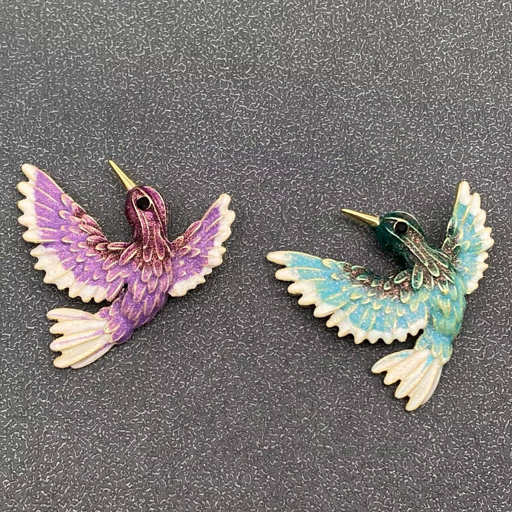 Enamel Hummingbird Brooch - Spiral Circle