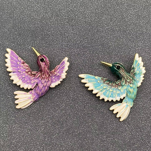 Enamel Hummingbird Brooch - Spiral Circle
