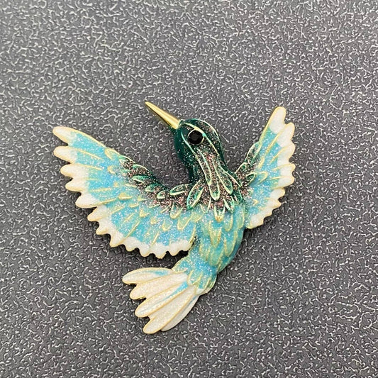 Enamel Hummingbird Brooch - Spiral Circle
