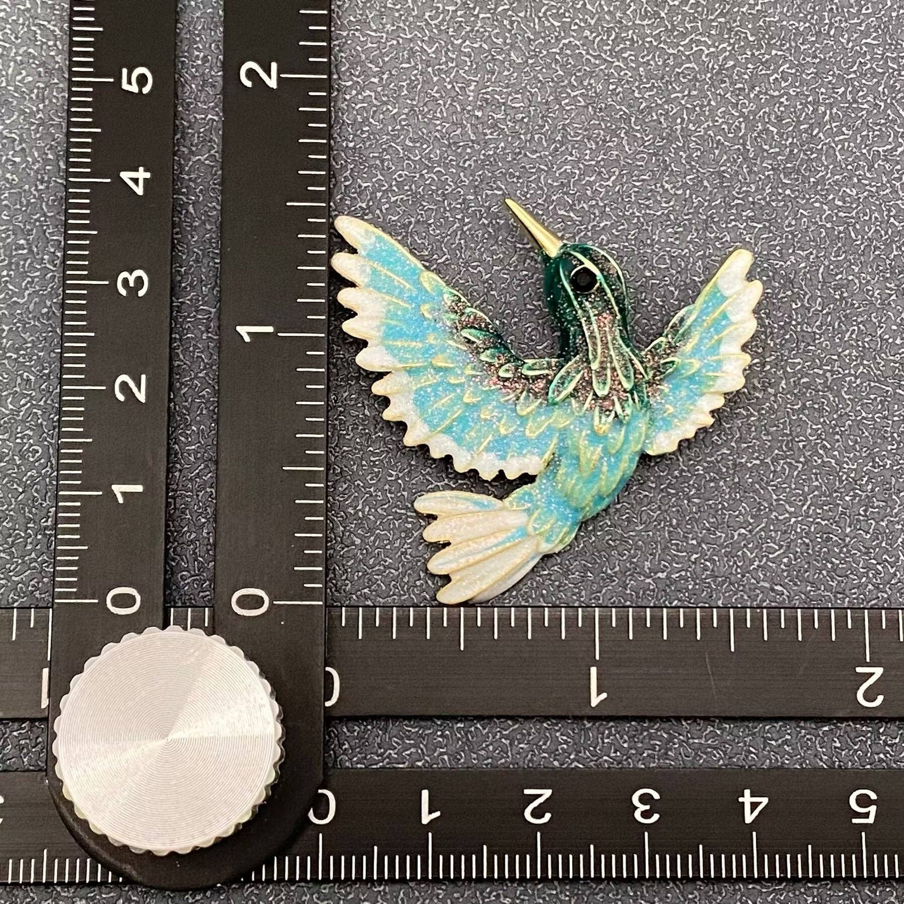 Enamel Hummingbird Brooch - Spiral Circle