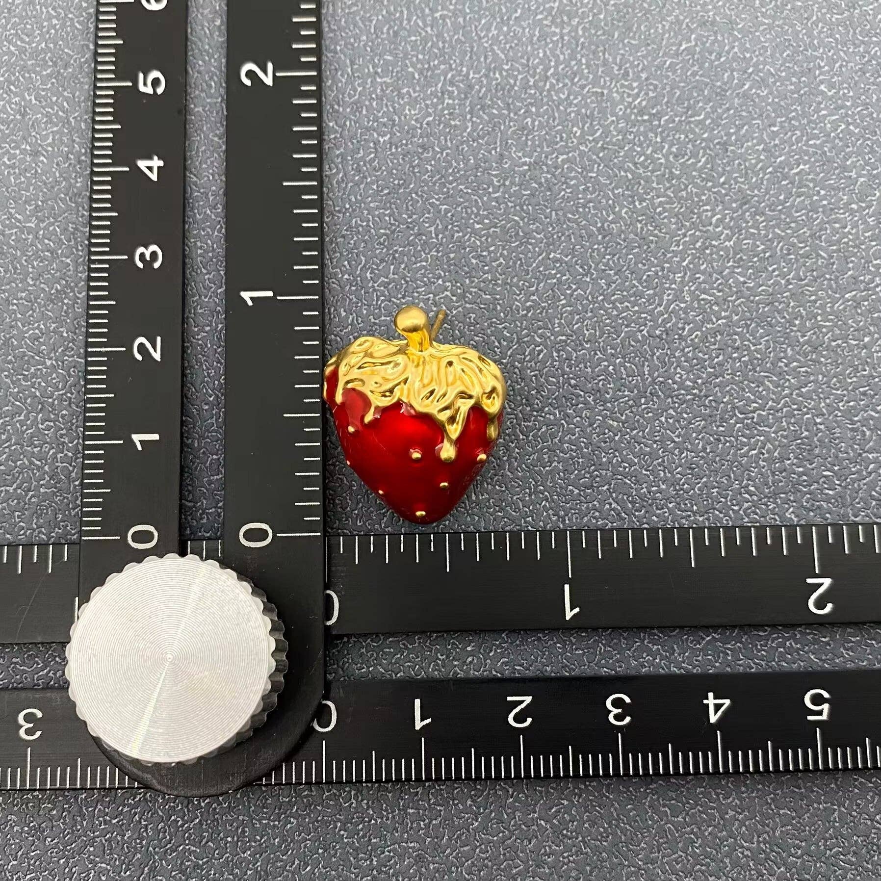 Enamel Strawberry 18K Gold Plated Stud Earrings - Spiral Circle