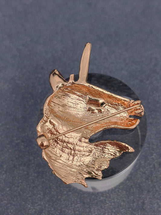 Enamel Unicorn Brooch - Spiral Circle