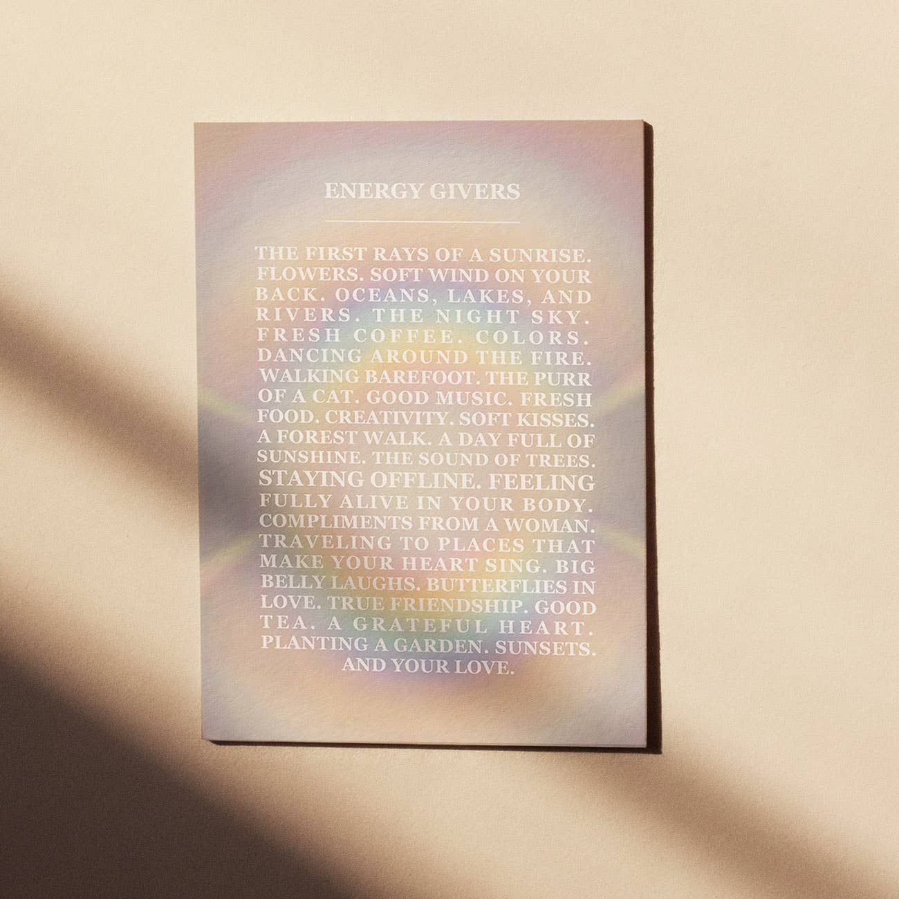 ENERGY GIVERS - CARD - RAINBOW - SUNSHINE - POSTCARD - Spiral Circle
