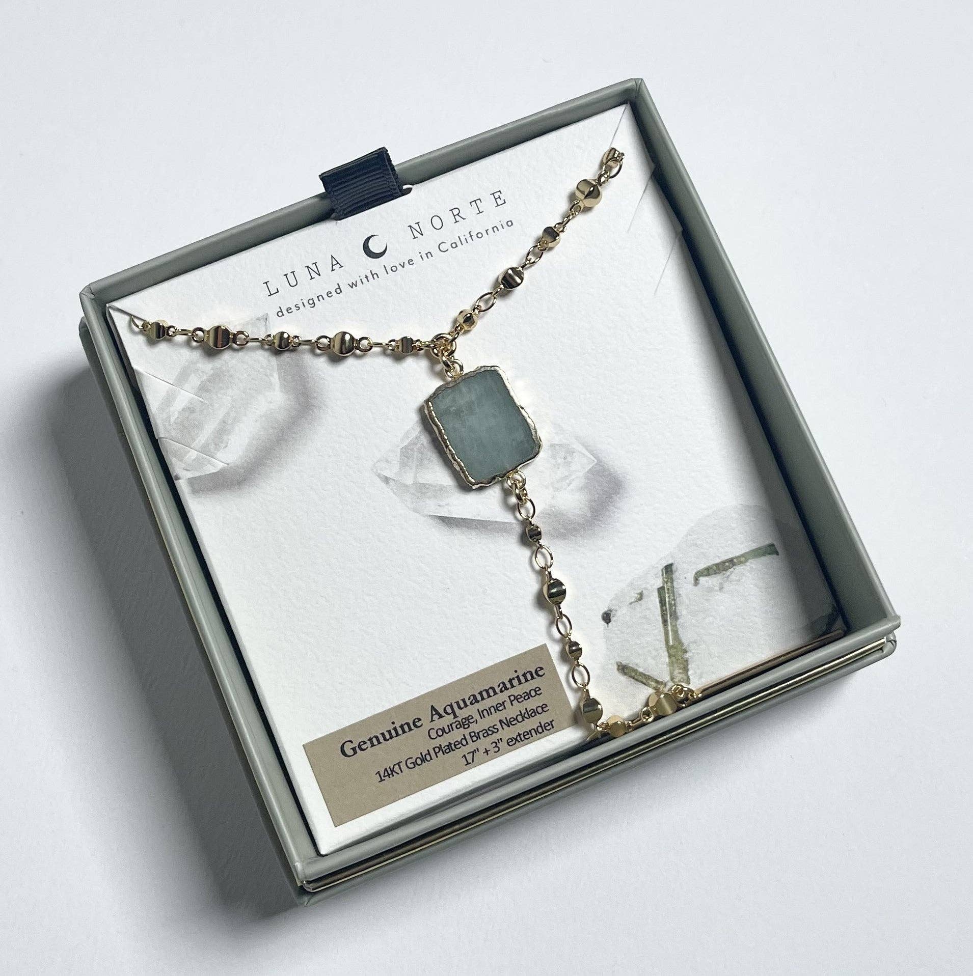 Eterno Amore Gemma Lariat Necklace - Aquamarine - Spiral Circle