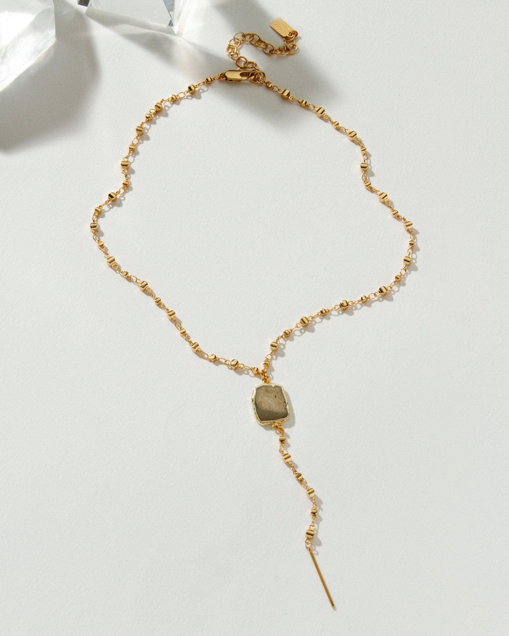 Eterno Amore Gemma Lariat Necklace - Pyrite - Spiral Circle