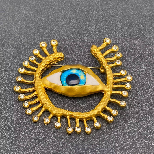 Evil Eye Brooch - Spiral Circle