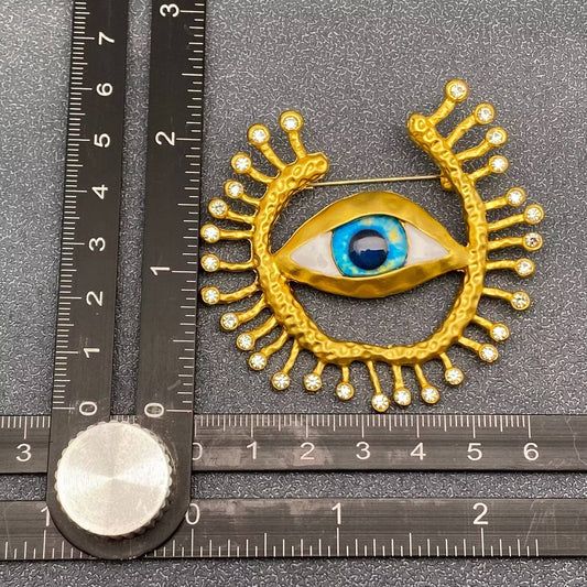 Evil Eye Brooch - Spiral Circle