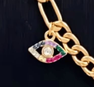 Evil Eye Charm Collar Steel Necklace 14K  - Spiral Circle