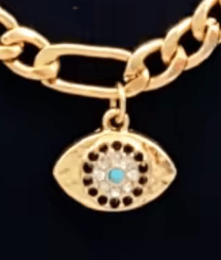 Evil Eye Charm Collar Steel Necklace 14K  - Spiral Circle
