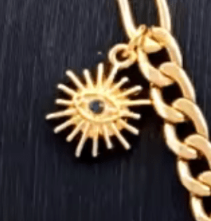 Evil Eye Charm Collar Steel Necklace 14K  - Spiral Circle
