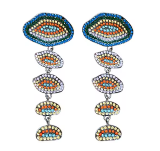 Evil Eye CZ Crystal drop Earrings - Spiral Circle