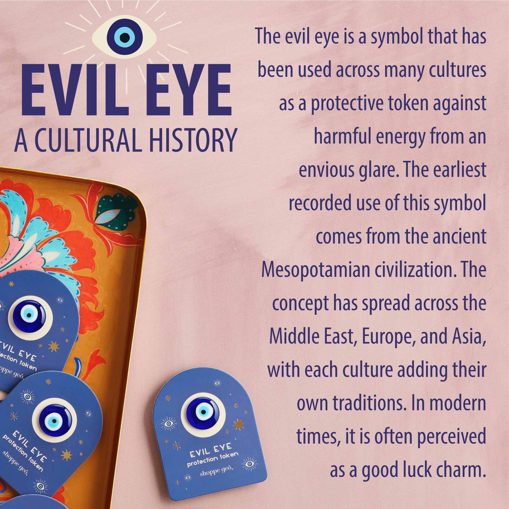 Evil Eye Glass Protection Token - Spiral Circle