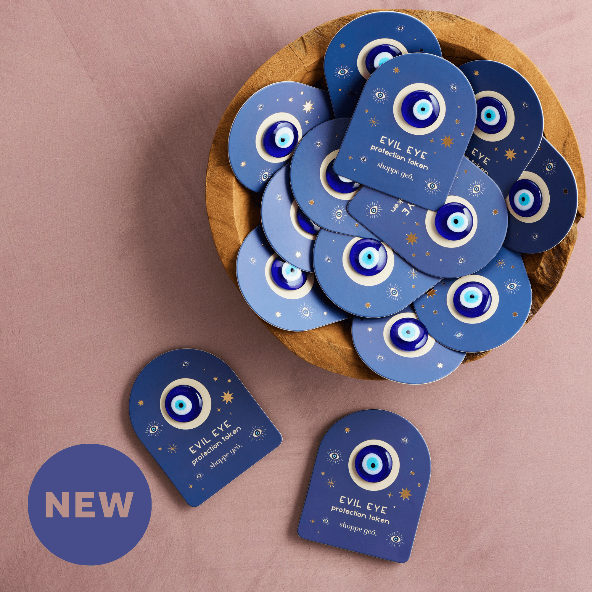 Evil Eye Glass Protection Token - Spiral Circle