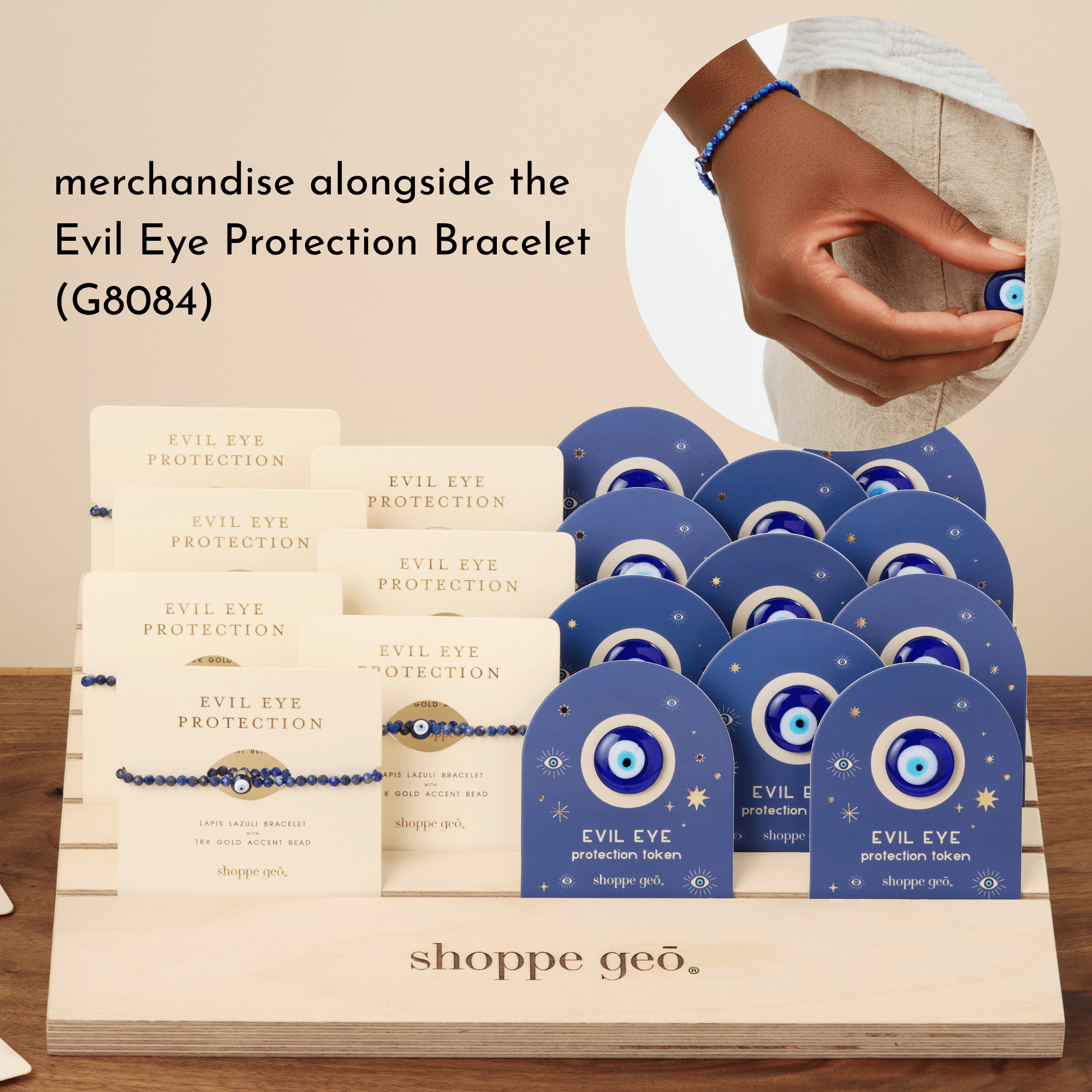 Evil Eye Glass Protection Token - Spiral Circle