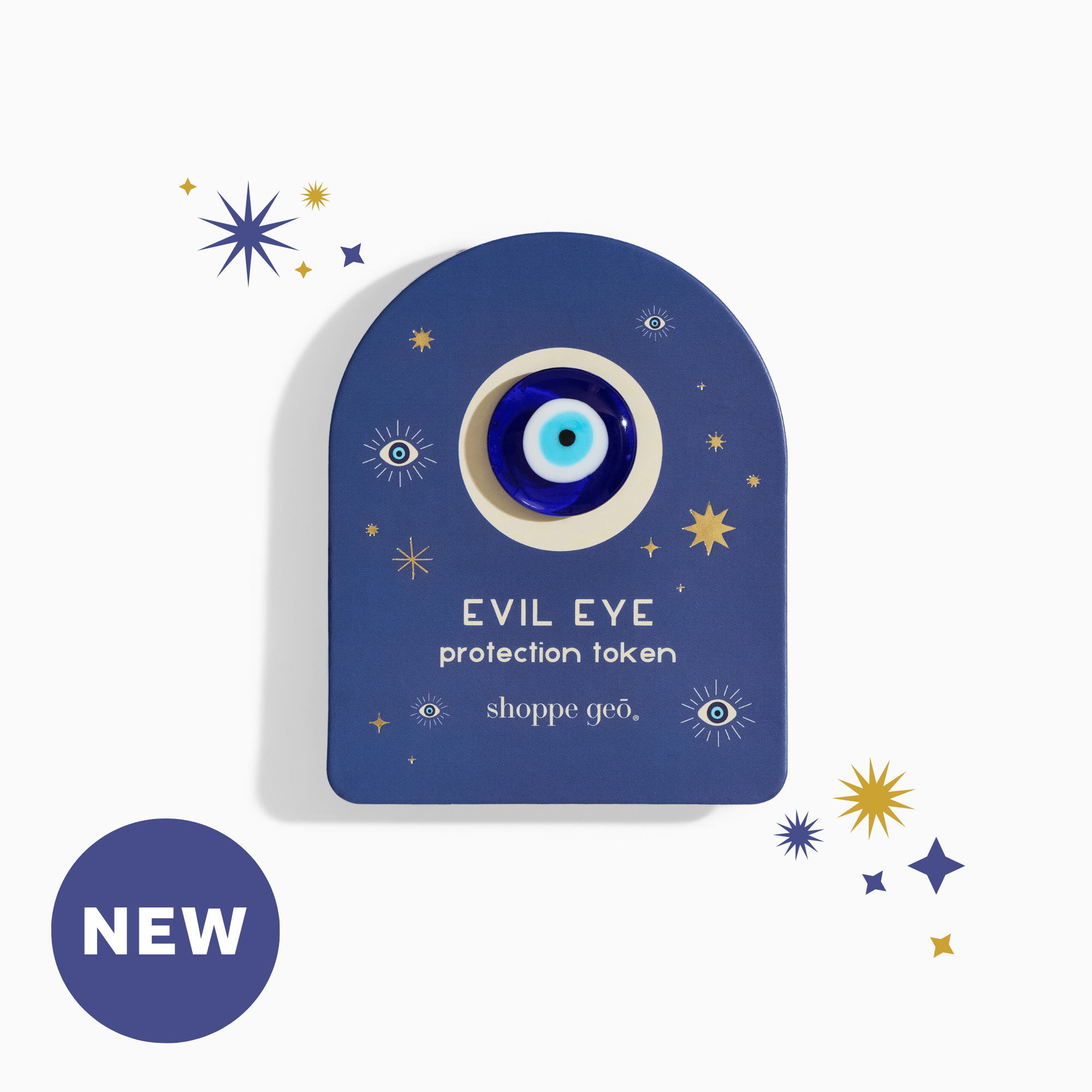 Evil Eye Glass Protection Token - Spiral Circle
